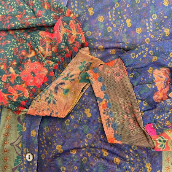 Natural Life Sheer Patchwork Floral Maxi Shirt Dress Coverup Duster Kimono Boho - Picture 7 of 12